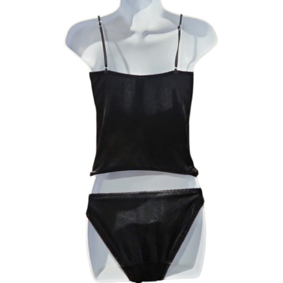 Secret Treasures Black Velvet And Lace Chemise Set - Picture 4 of 6